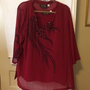 Two piece set , burgundy , xl